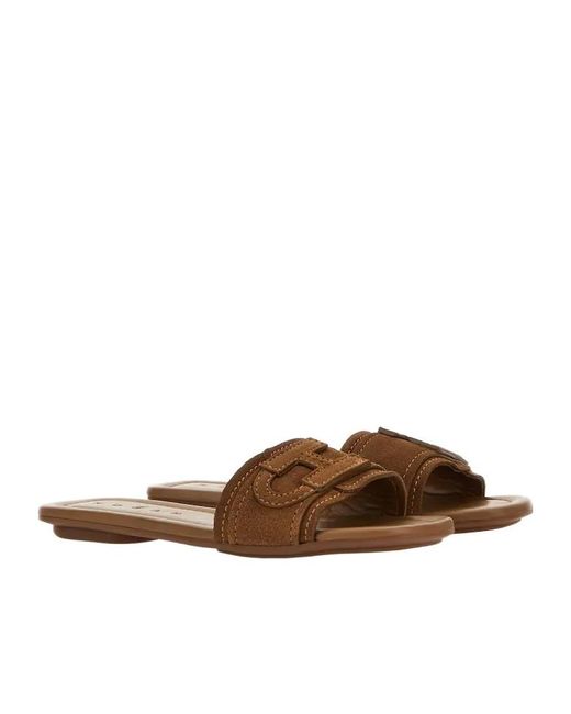 Hogan Brown H685 Flat Sandals