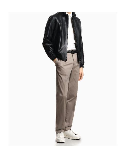 Emporio Armani Gray Logo Plaque Tapered Trousers for men