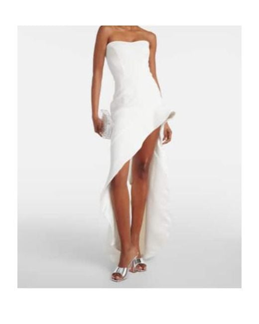 Maticevski White Ruffled Evening Dress