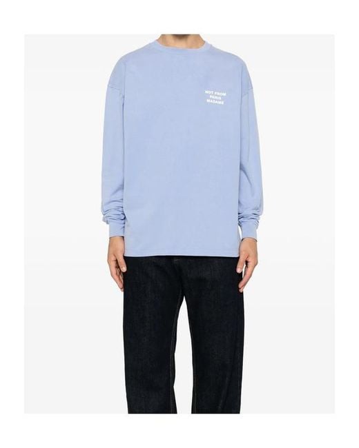 Drole de Monsieur Blue Long-Sleeved T-Shirt for men