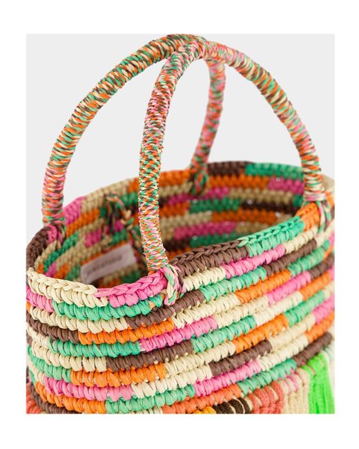 Sensi Studio Multicolor Baby Fringed Woven Tote Bag