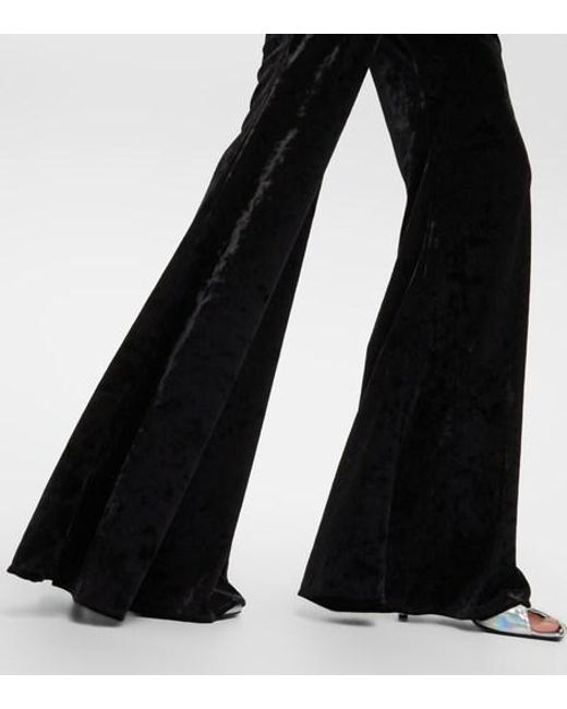 Alexandre Vauthier Black Halterneck Flared Velvet Jumpsuit