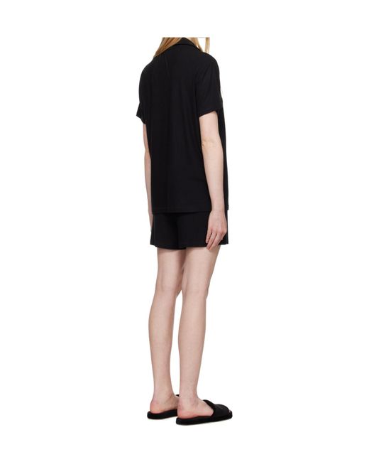 Skims Black Short Sleeve Button Pajama Set