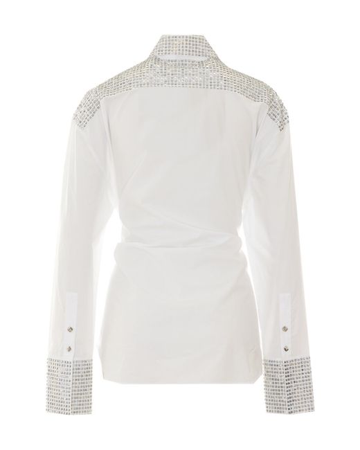 Pinko White Embellished Buttoned Shirt