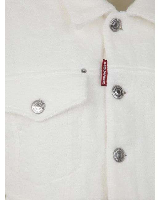 DSquared² White Buttoned Cropped Denim Jacket