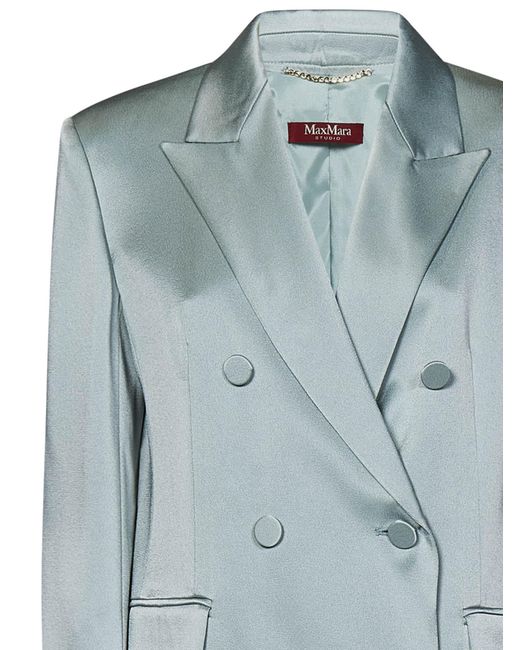 Max Mara Blue Studio Teiera Double-Breasted Blazer