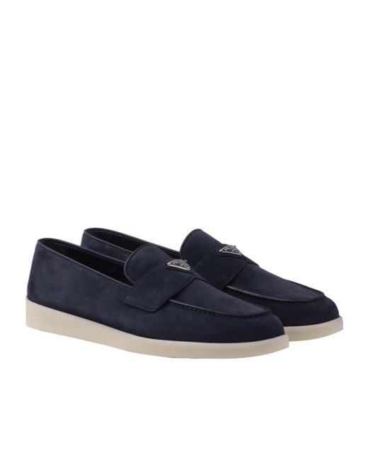 Prada Blue Suede Loafers for men