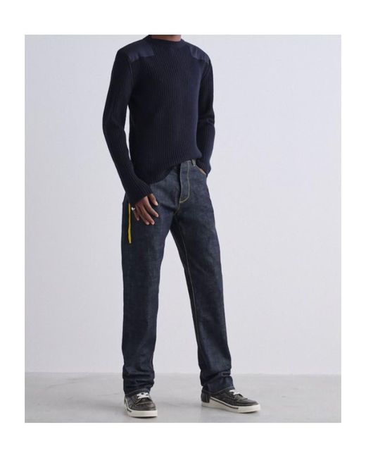 Fendi Blue Wool Ribbed Jumper for men