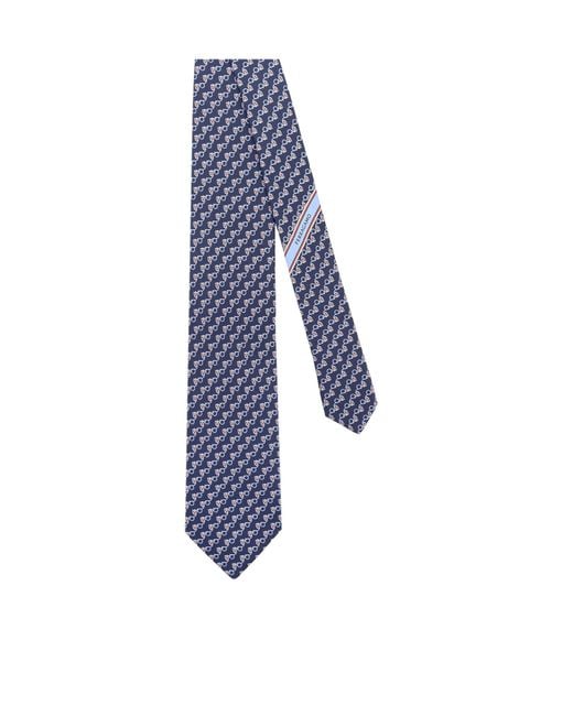 Ferragamo Blue Printed Tie for men
