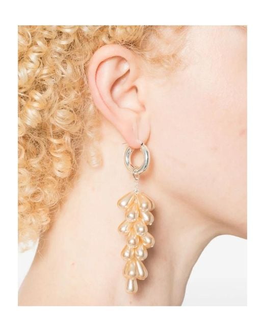 Magda Butrym Metallic Pearl-Drop Hoop Earrings