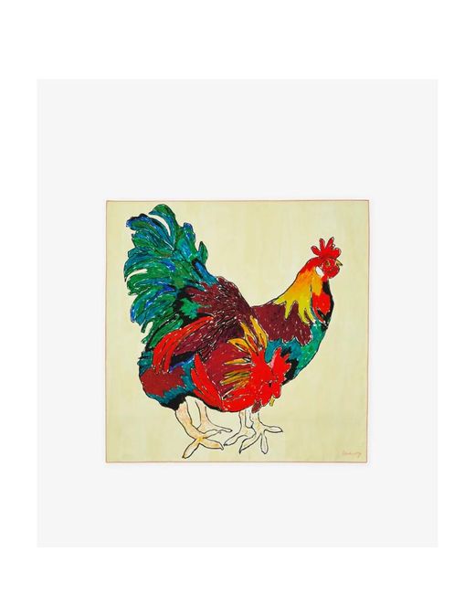 Burberry White Cockerel-Print Silk Scarf for men