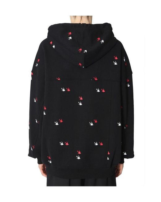 McQ Alexander McQueen Black Swallow Printed Sweater