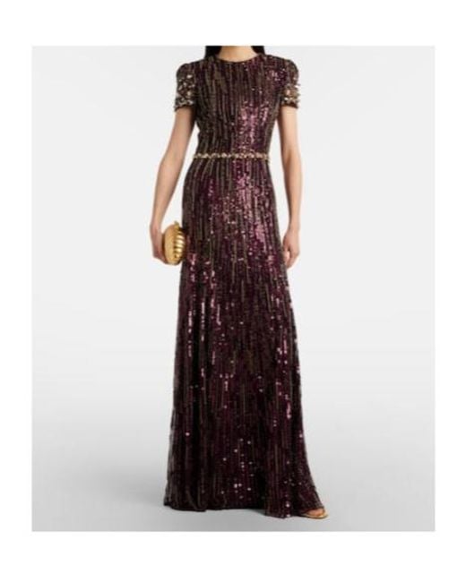 Jenny Packham Purple Ninetta Sequined Gown