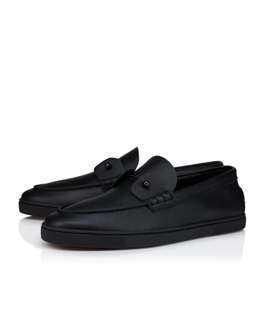 Christian Louboutin Black Slip-On Leather Loafers for men