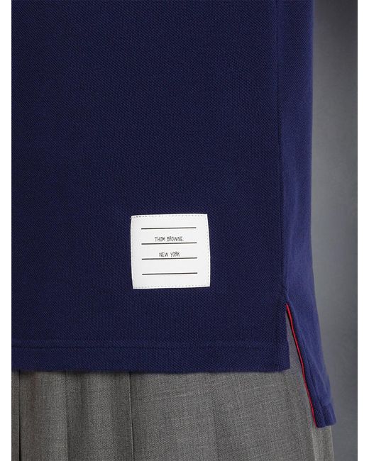 Thom Browne Blue 4-Bar Short Sleeved Polo Top