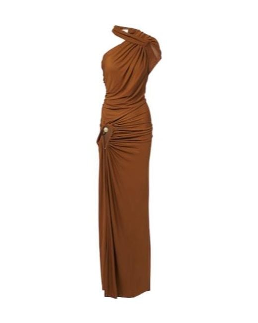 Christopher Esber Brown Helix Crystal Draped Gown