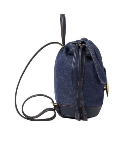 Fendi Blue Ff Buckle Denim Backpack