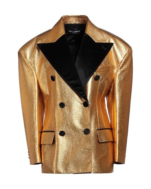 Dolce & Gabbana Metallic Shiny Long-Sleeve Double-Breasted Blazer
