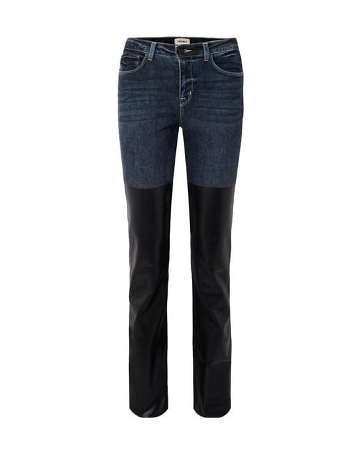 L'Agence Blue Coated High-Waisted Flared Jeans