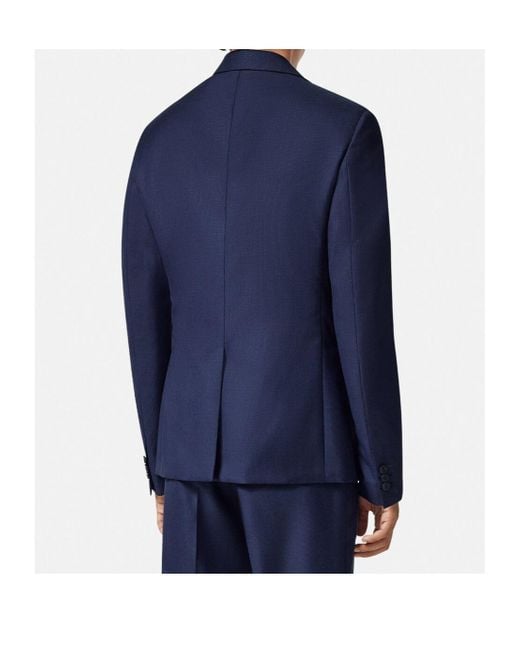 Versace Blue Medusa Head Single-Breasted Tailored Blazer for men