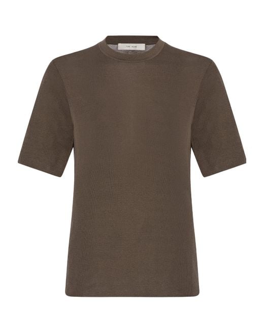 The Row Brown Ozzi Short-Sleeve Knitted Top