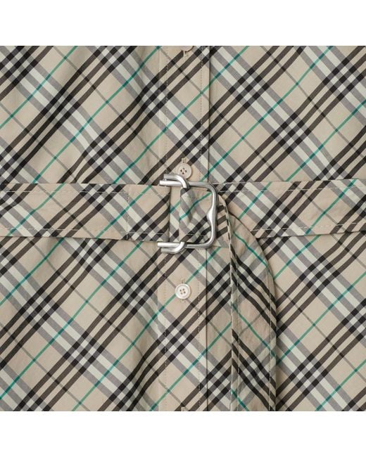Burberry Gray Checked Belted Shirt Mini Dress