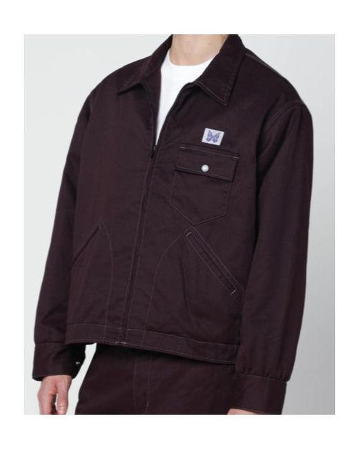 Needles Blue Zipped Logo Patch Jacket for men