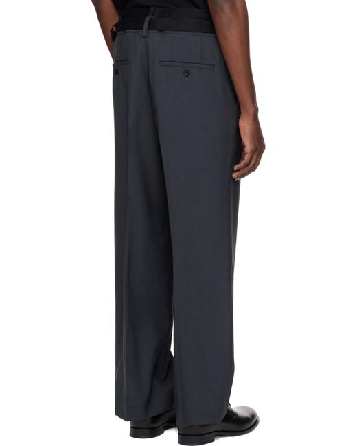 Sacai Black Wool Blend Casual Pants for men