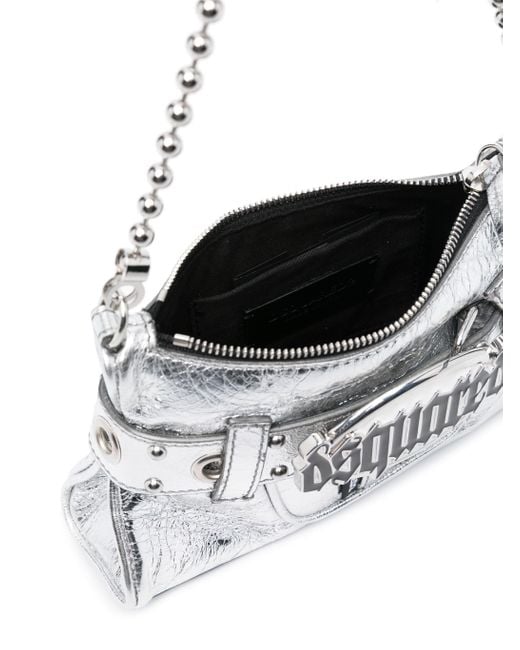 DSquared² White Gothic Logo-Plaque Zipped Clutch Bag