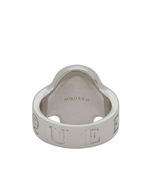 McQueen White Skull Slip-On Ring for men