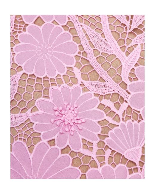 Self-Portrait Pink Lace Mini Dress