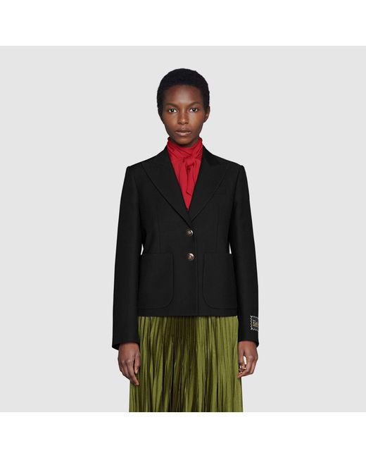 Gucci Black Patch Detail Single-Breasted Blazer