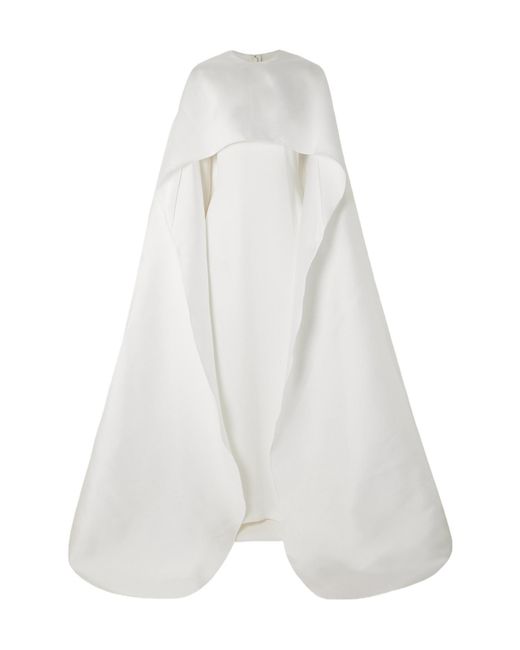 Solace London White Leni Cape-Effect Crepe And Faille Gown