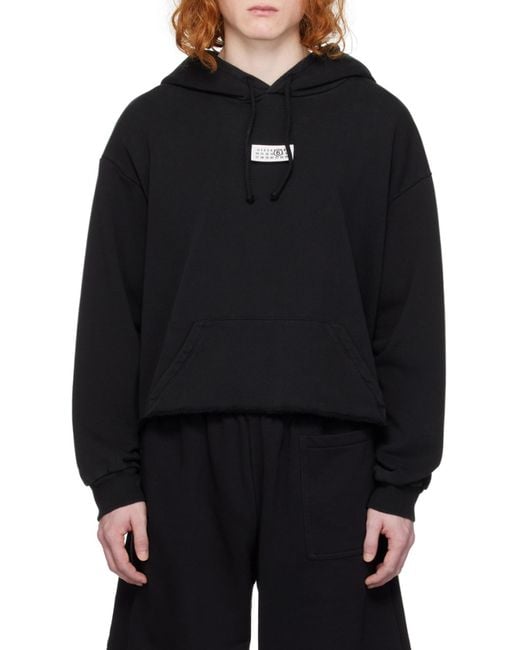 MM6 by Maison Margiela Black Drop Shoulder Hoodie