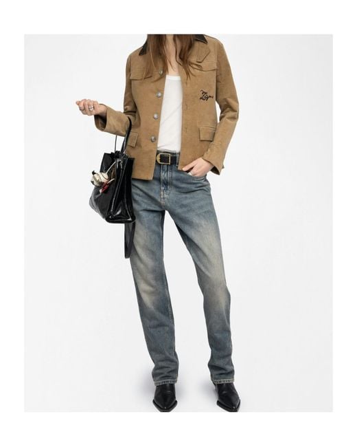 Zadig & Voltaire Brown Veram Corduroy Embroidered Jacket