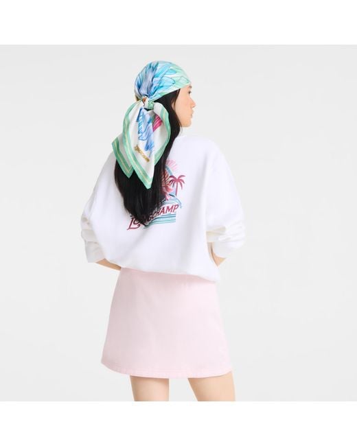 Longchamp White Logo Detail Scarf