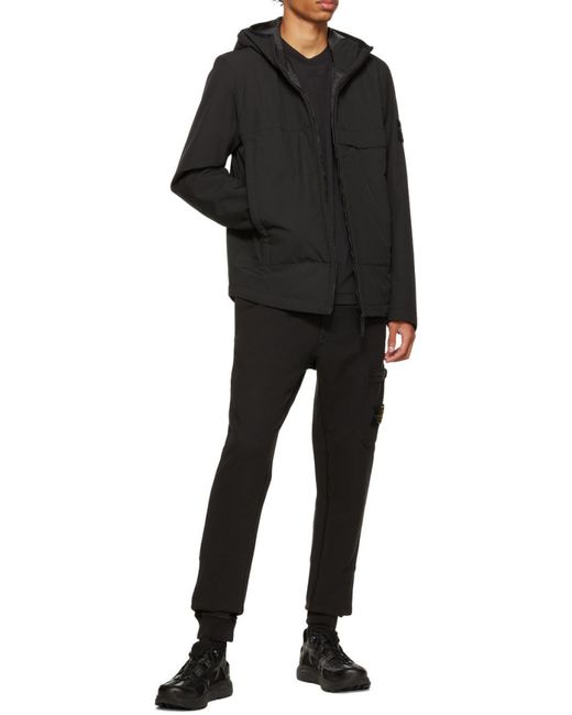 Stone Island Blue Compass-Patch Hooded Jacket for men