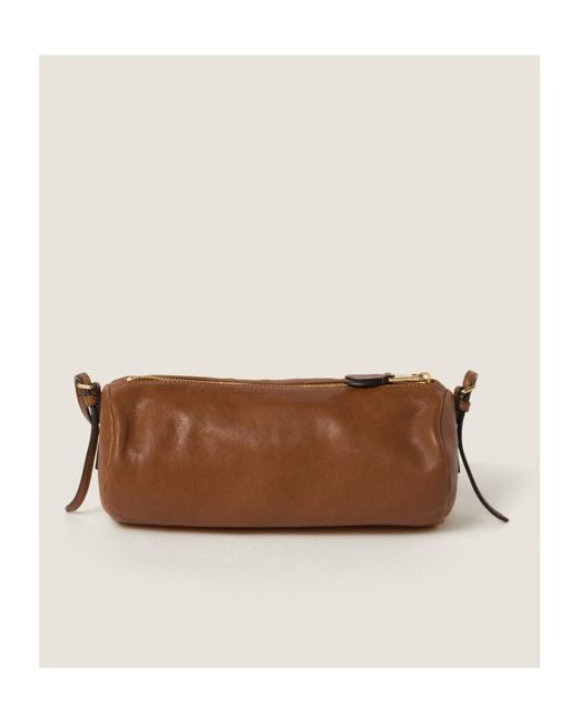 Miu Miu Brown Napa Leather Shoulder Bag