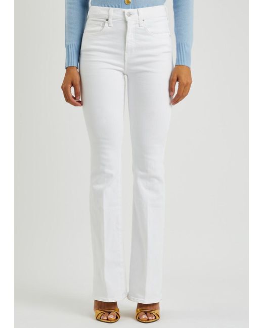 Veronica Beard White Beverly Skinny Flared-Leg Jeans