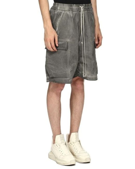 Rick Owens Gray Drawstring Shorts for men