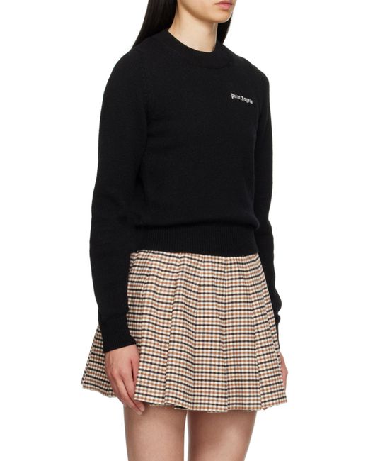 Palm Angels Black Logo Embroidered Knitted Jumper