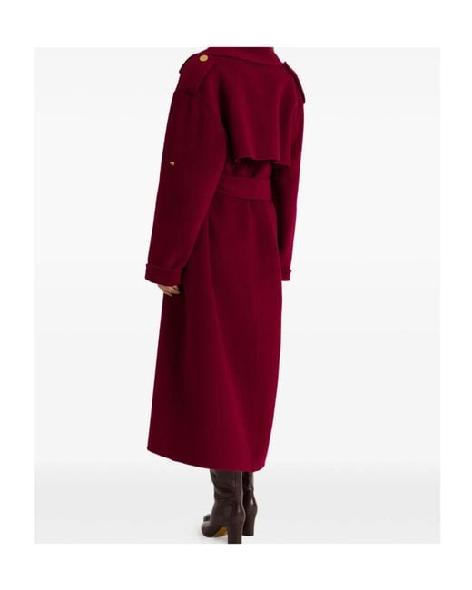 Alberta Ferretti Red Double-Breasted Belted Coat