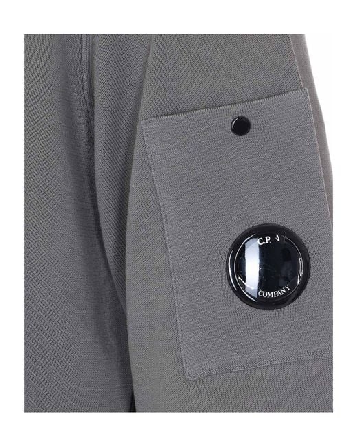 C P Company Gray Lens Detailed Crewneck Sweater for men