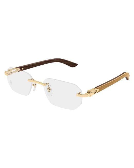 Cartier White Rectangle Frameless Glasses for men