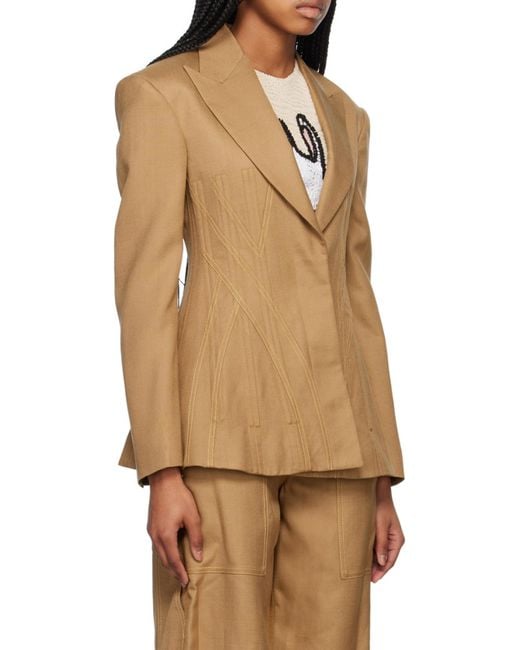 Stella McCartney Natural Corset Lapel Suit Jacket