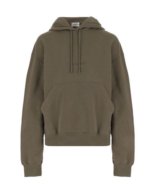 Saint Laurent Green Logo Embroidered Drawstring Hoodie
