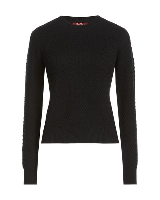 Max Mara Black Solid-Color Cashmere Knitted Sweater