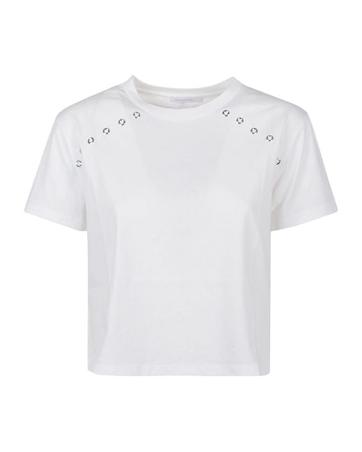 Patrizia Pepe White Eyelet-Detail T-Shirt