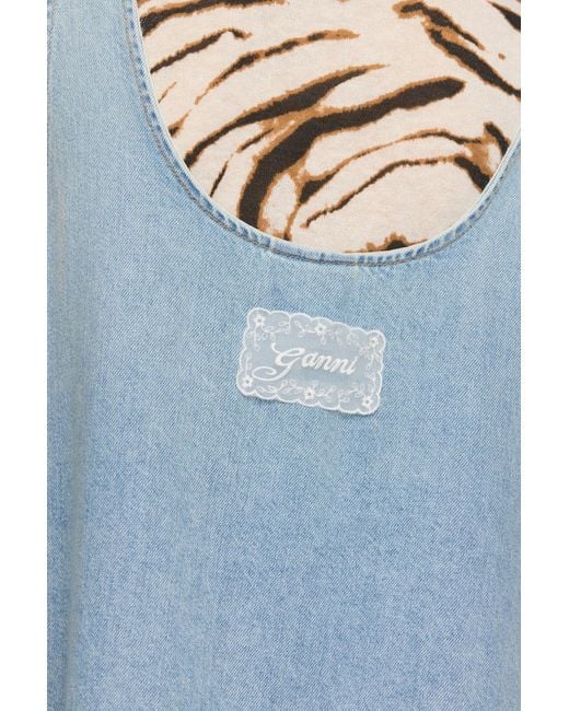 Ganni Blue Lightweight Denim Dress
