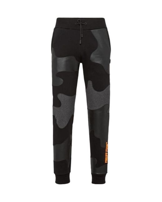 Philipp Plein Black Stitching Logo Casual Sweatpants for men
